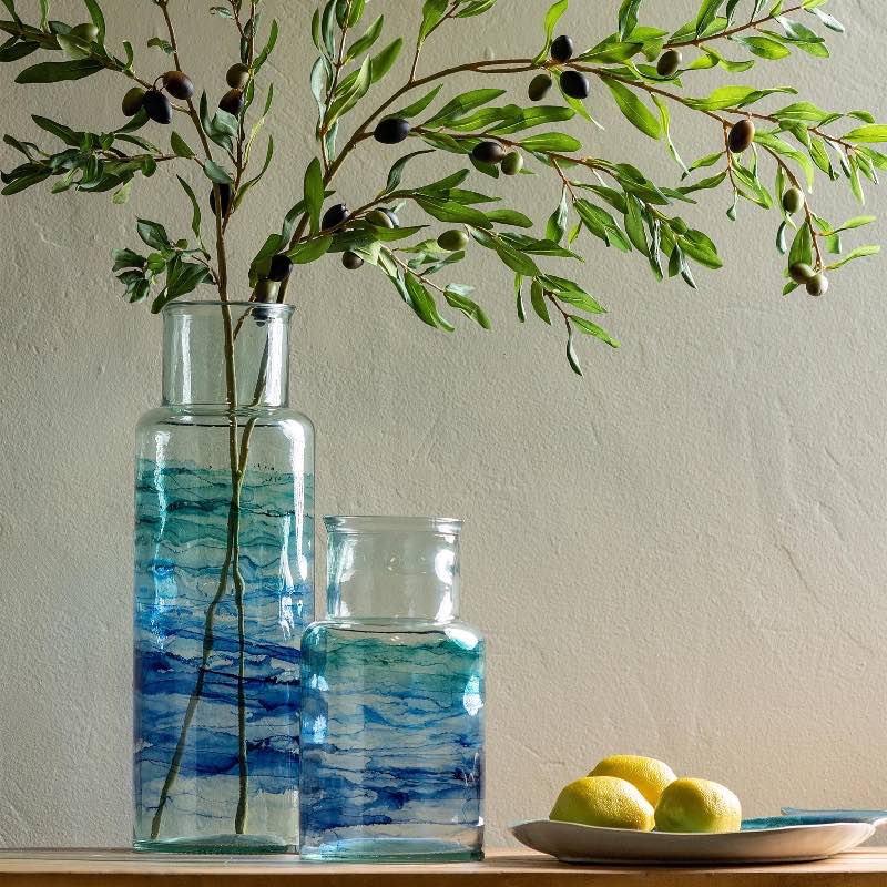 Hand-Blown Recycled Coastal Vase, Short