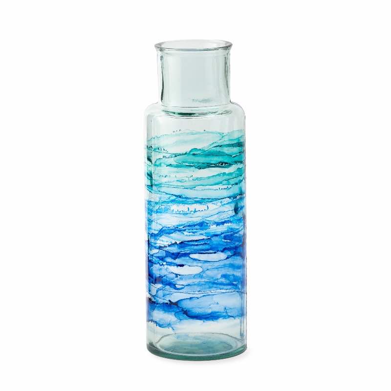 Hand-Blown Recycled Coastal Vase, Tall