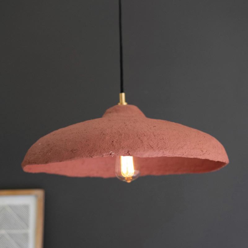 Rust Dome Paper Mache Pendant Light