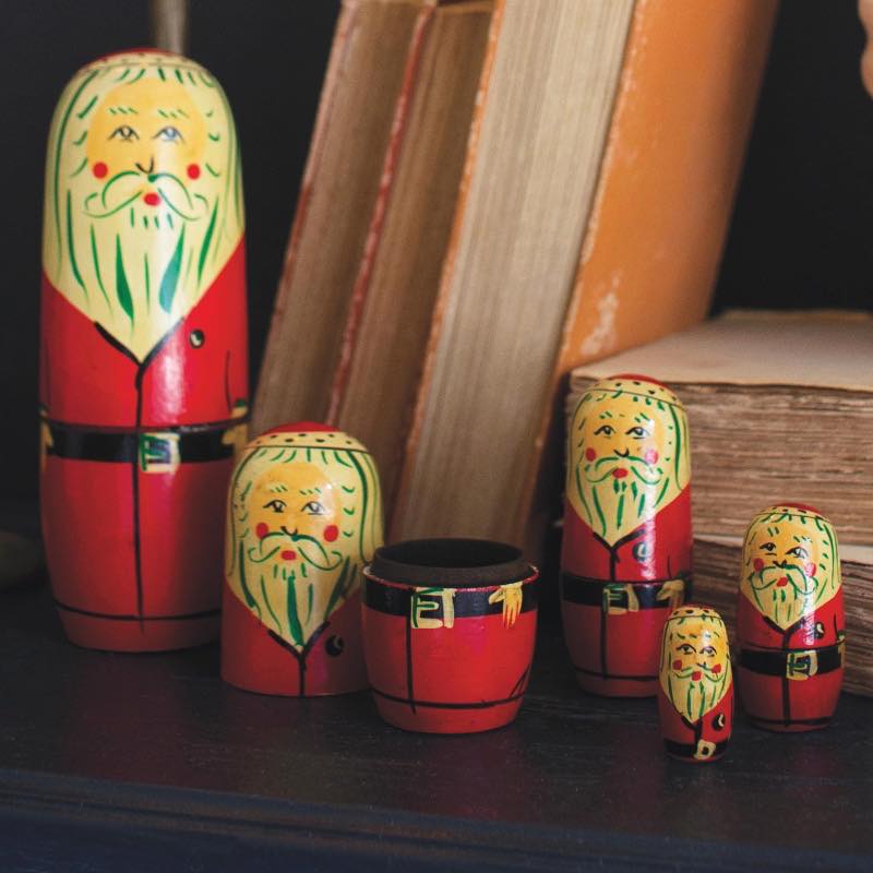 Nesting Wooden Santa Dolls, Set of 5