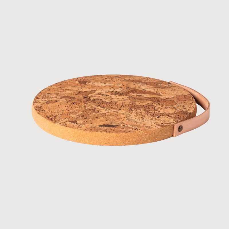 Cork Trivet with Leather Handle, 12