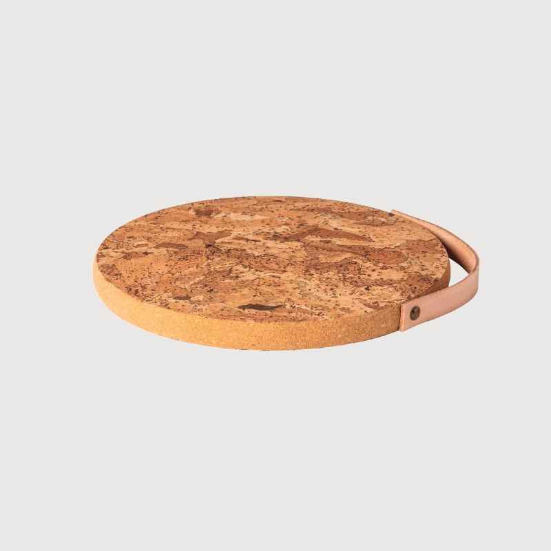 Cork Trivet with Leather Handle, 10
