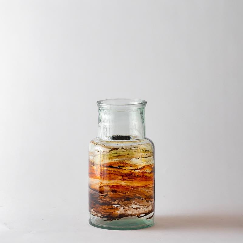 Hand-Blown Recycled Amber Vase, Short