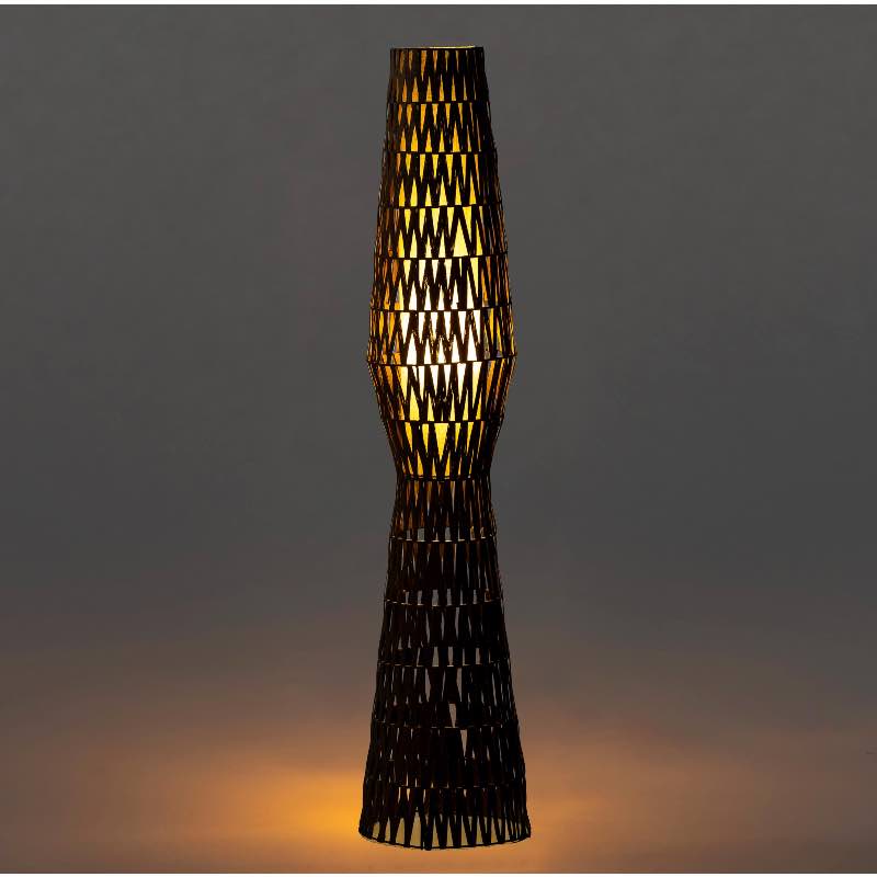 Mid-Mod Tall Rattan Woven Floor Lamp