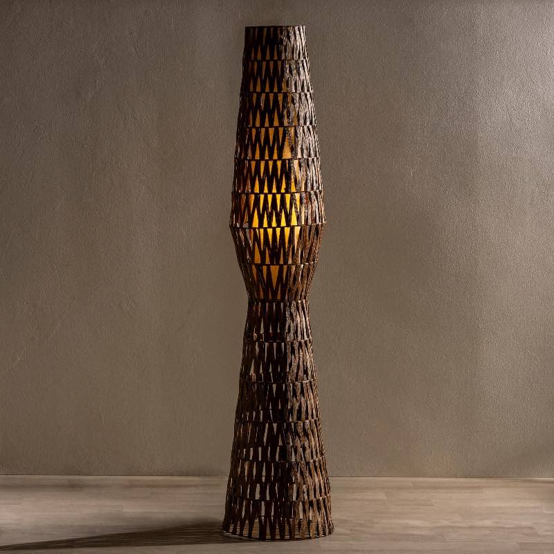 Mid-Mod Tall Rattan Woven Floor Lamp