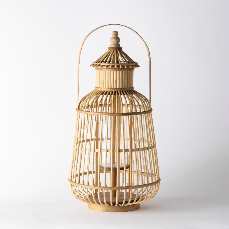 Bamboo Pagoda Lantern with Glass Insert