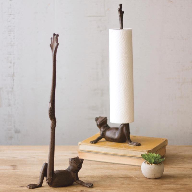 Cast Iron Frog Paper Towel Holder