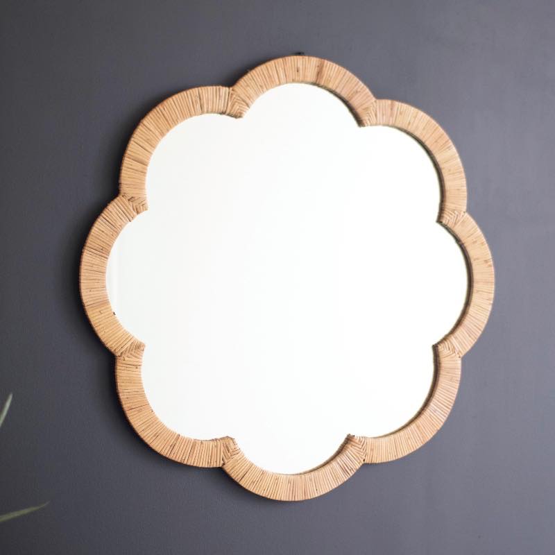 Woven Flower-Shaped Framed Mirror