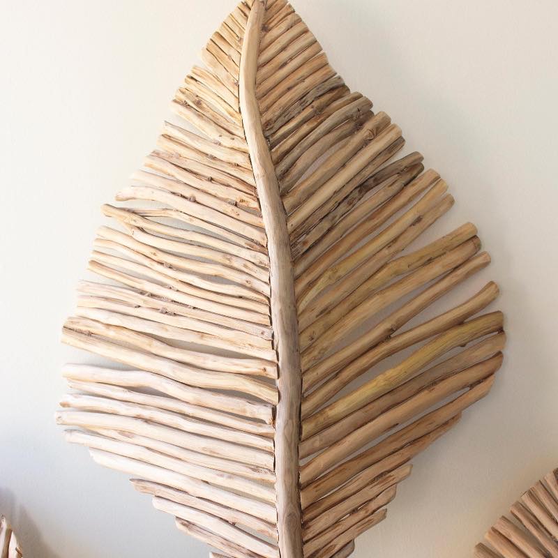 Teakwood Leaves Wall Art, Set of 3