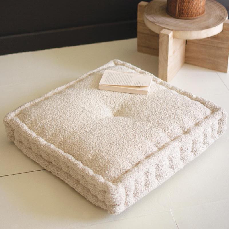 Pearl Boucle Square Floor Cushion