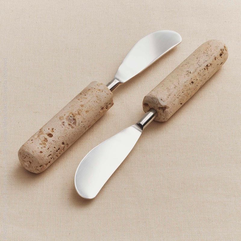 Marbella Travertine Cheese Spreaders, Set of 2