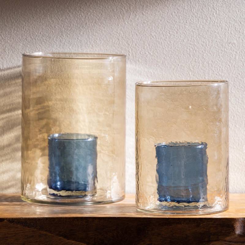 Recycled Double Glass Hurricane, Tall