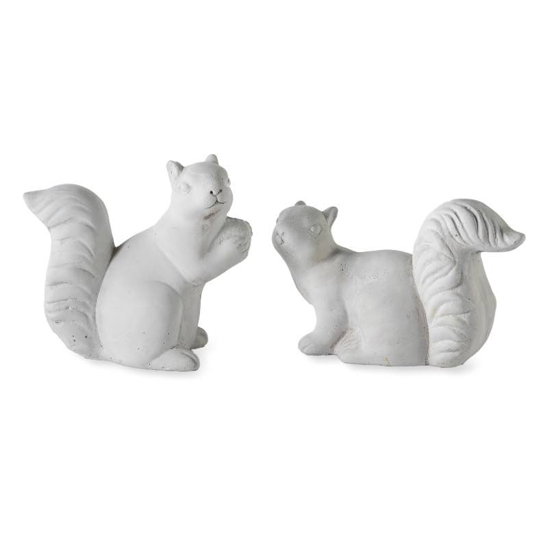 White Cement Squirrels, Set of 2