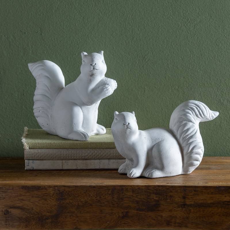 White Cement Squirrels, Set of 2