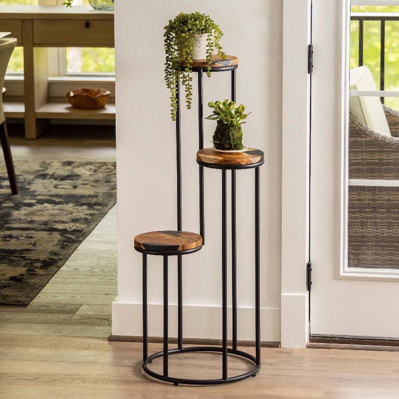 Wood And Resin Plant Stand