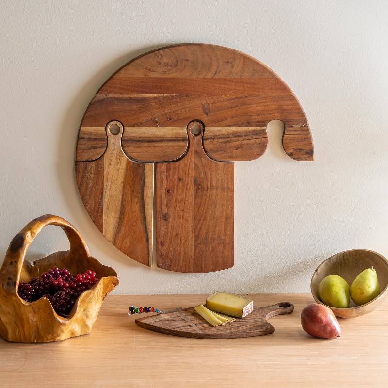 Hanging Acacia Wood Cutting Boards, Set of 4