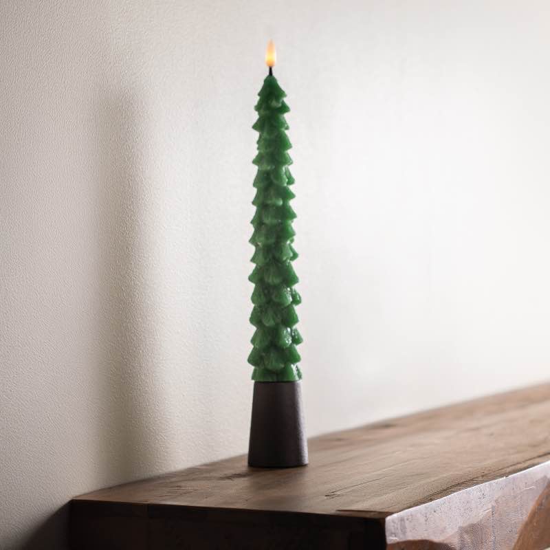 LED Wax Tree Taper Candle with Realistic Wick