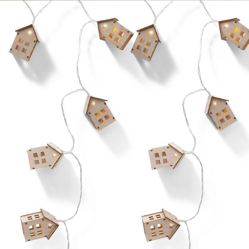 Wooden House LED String Lights, 53