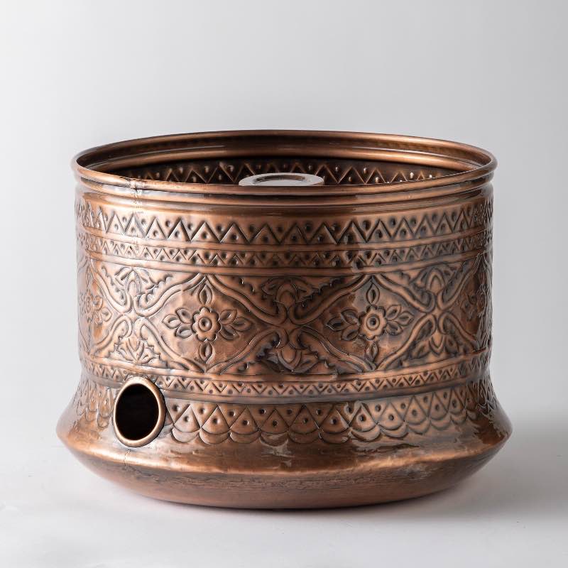 Moroccan Embossed Copper-Finished Hose Pot