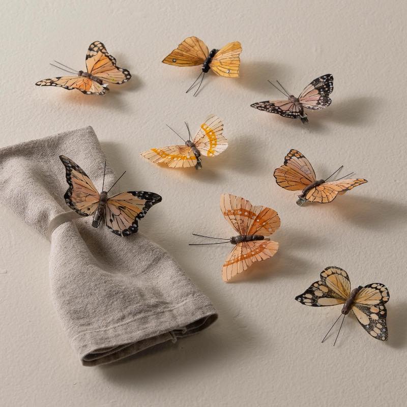 Natural Feather Butterflies, Set of 8