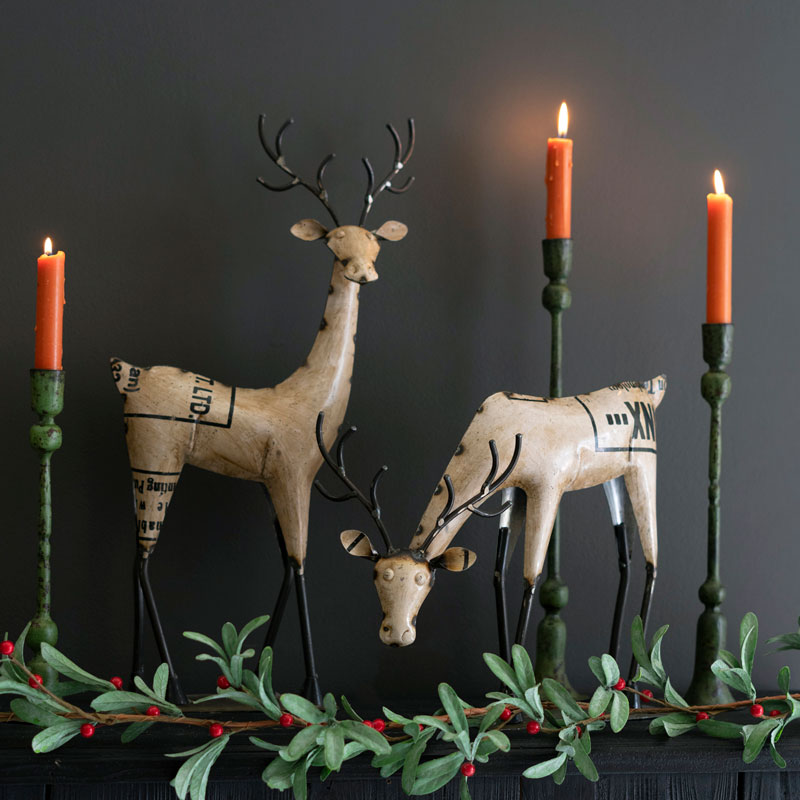 Recycled Metal Iron Reindeer (Set of 2)