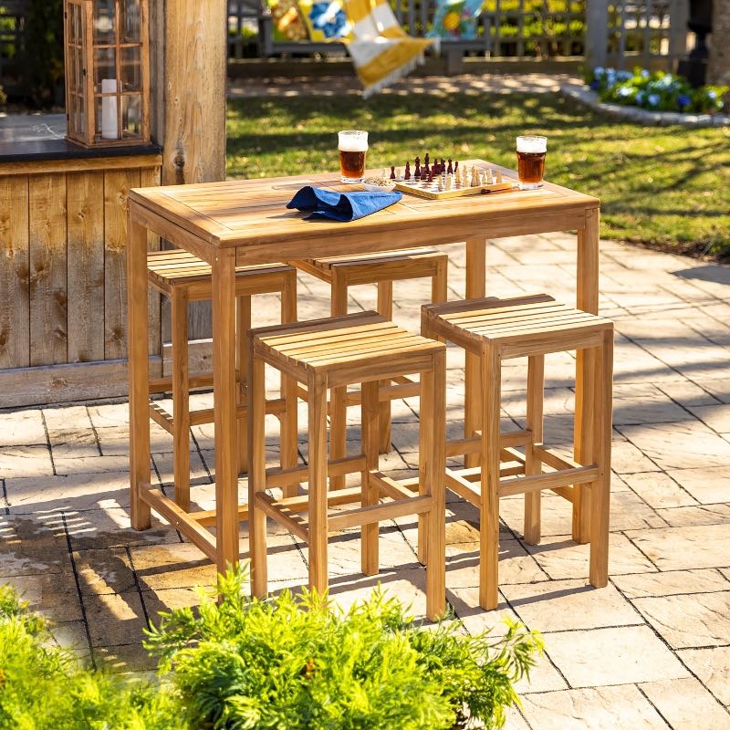 Teak Outdoor Bar Set, 5-Piece