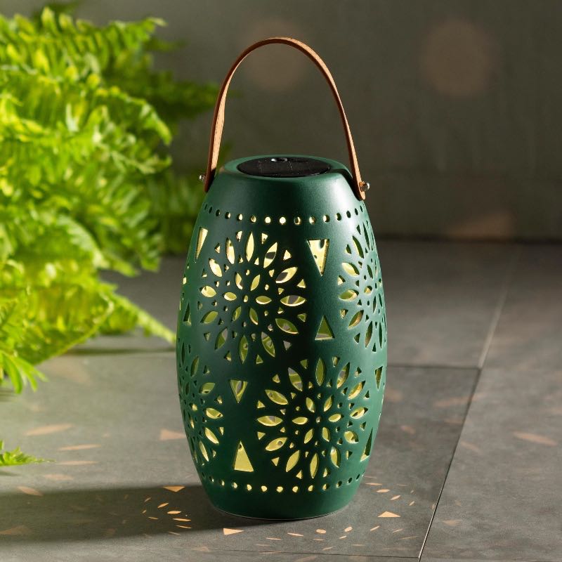 Ceramic Starburst Cut Out Solar Lantern