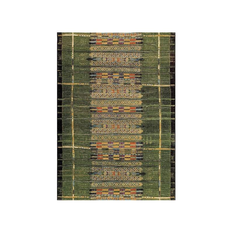 Indoor/ Outdoor Marina Tribal Stripe Green Rug, 3' x 5'