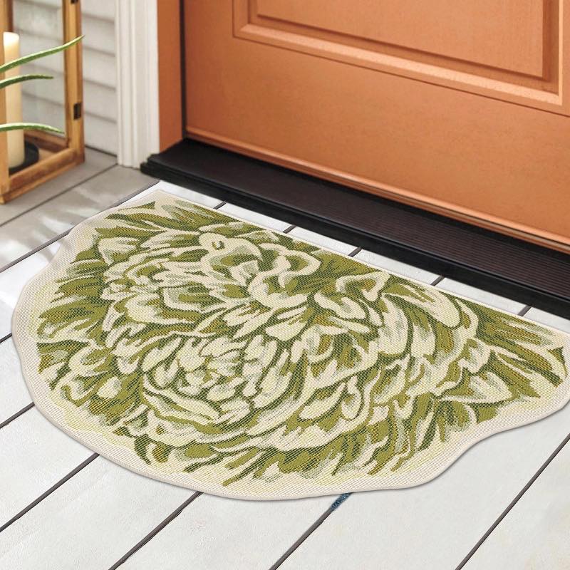 Half-Round Esencia Peony Green Doormat