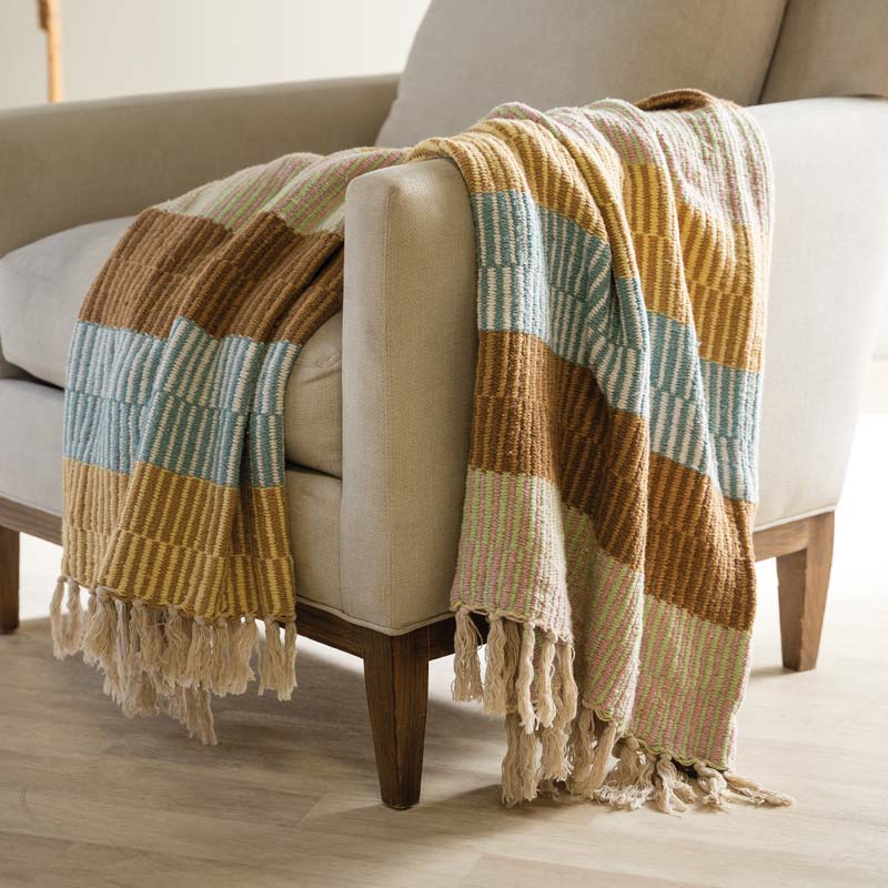 Reclaimed Cotton Woven Striped Throw