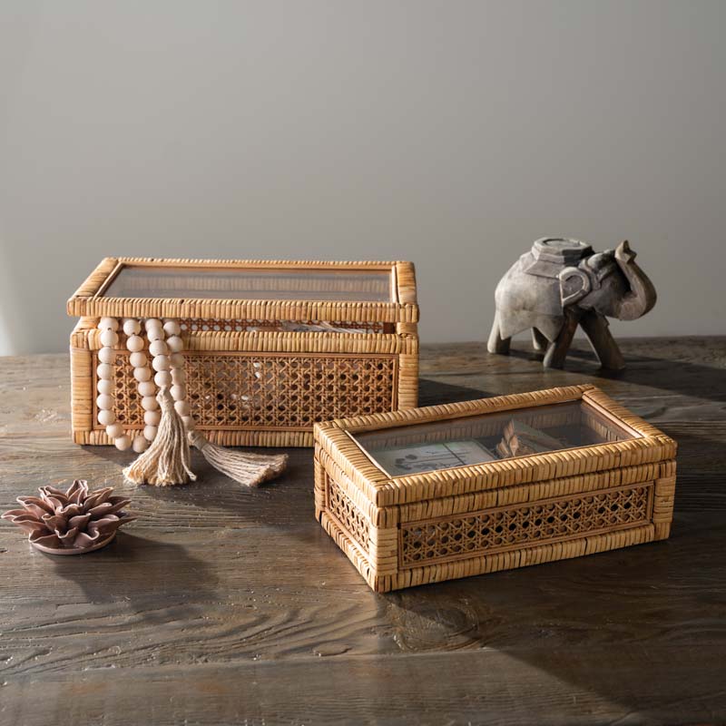 Rattan Display Boxes (set of 2)