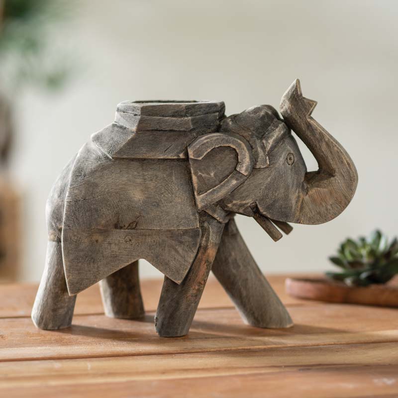 Hand-Carved Mango Wood Elephant