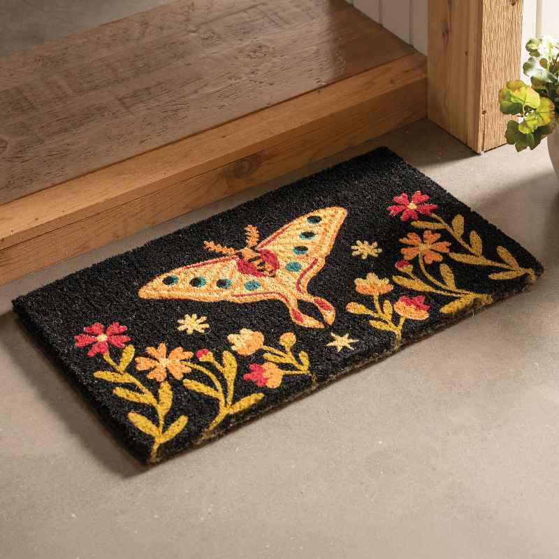 Moth on Black Coir Mat
