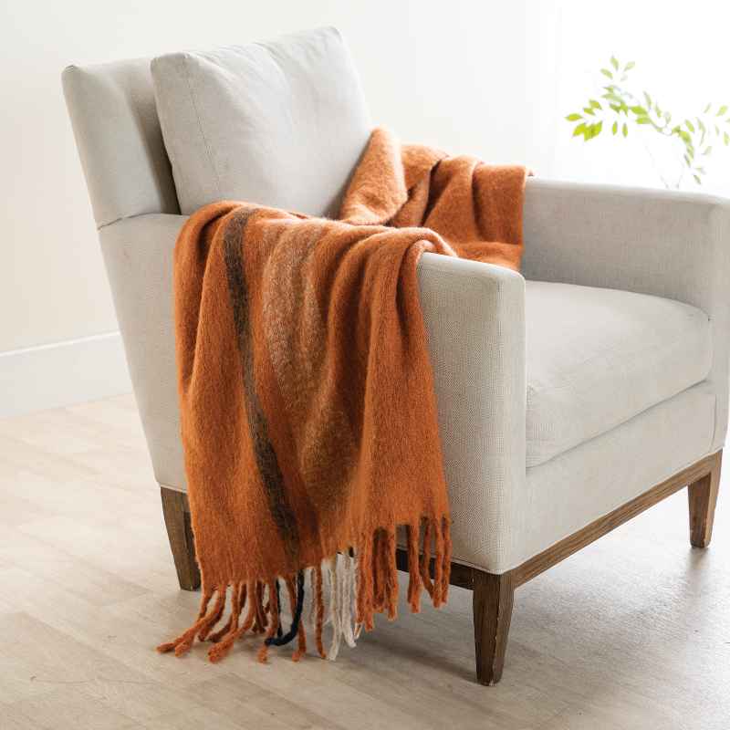 New Zealand Wool and Brushed Acrylic Fringe Throw