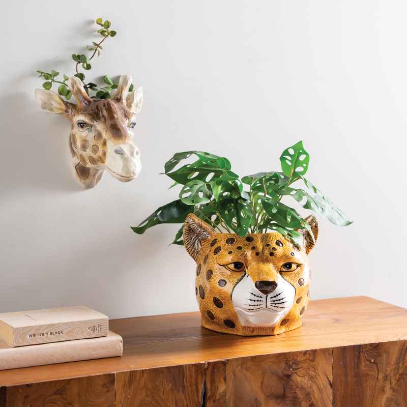 Ceramic Cheetah Head Planter/Bottle Cooler