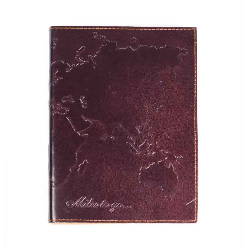 Embossed World Map Leather Journal