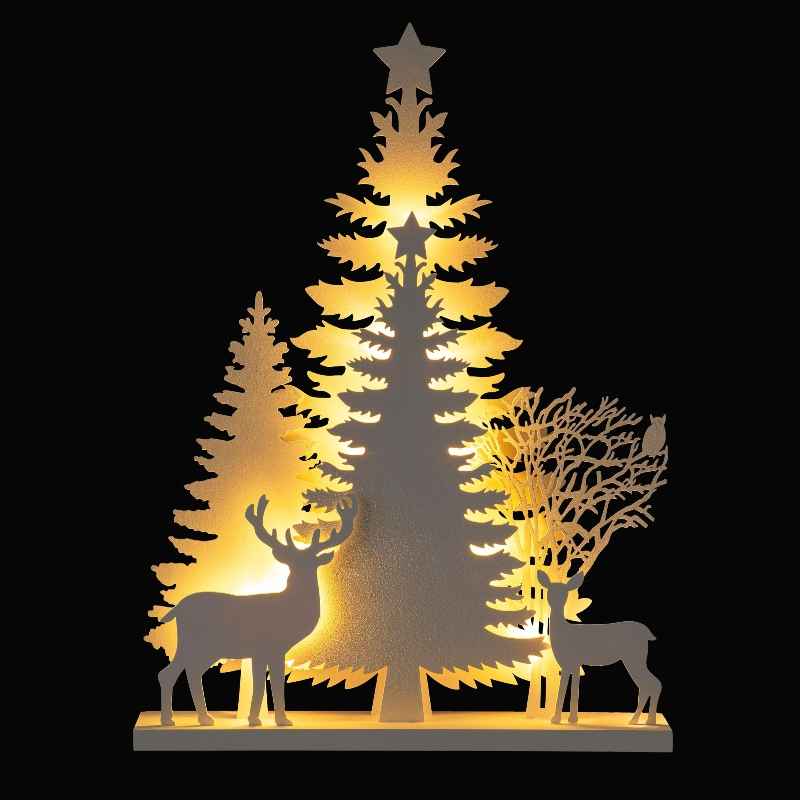 Scandinavian-Inspired Wooden LED Forest Scene