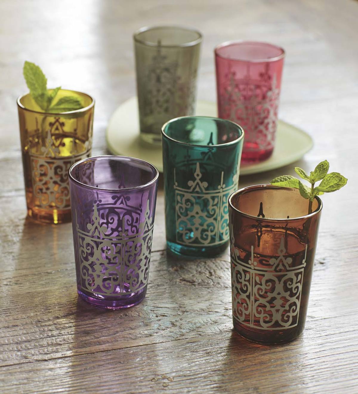 Moroccan Tea Glasses With Metal Decoration