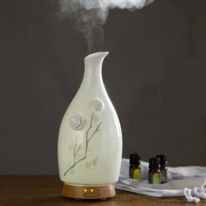 Blown Glass Aromatherapy Vase Diffuser with Therapeutic Essential Oil Set