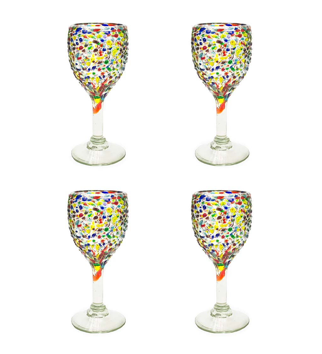 Recycled Glass Confetti Margarita Glasses Set Of 4 Vivaterra