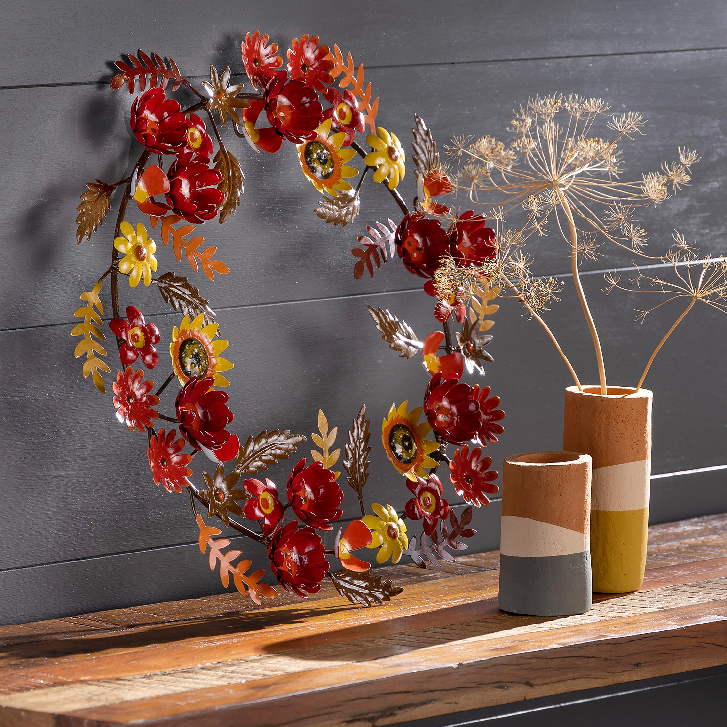 Fall Flower Metal Wreath | VivaTerra
