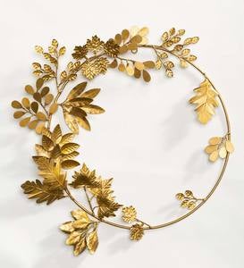 Gold Finish Recycled Metal Leaf Wreath | Eligible for Shipping Offers ...