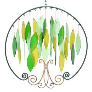 Pianpianzi Make It and Bake It Stained Glass Beads Bohemian Glass Cut to Are We Going to Miss Christmas Hook Leaf with Metal Windchime for Outside