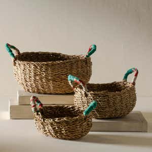 Handwoven Senegal Flat Top Warming Basket - Swirl